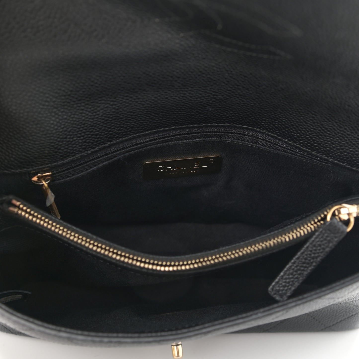 Caviar Diamond Stitched Small Top Handle Flap Black