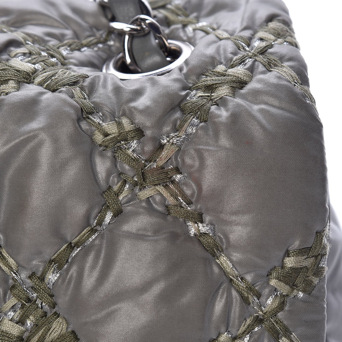 Nylon Quilted Medium Tweed on Stitch Bubble Green