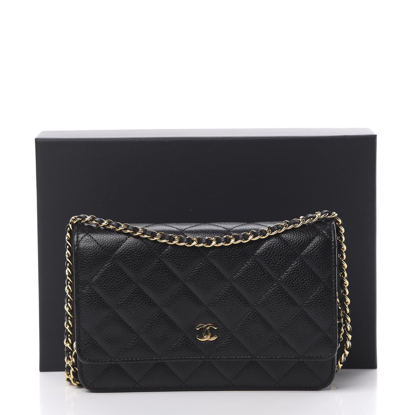 Caviar Quilted Wallet On Chain WOC Black