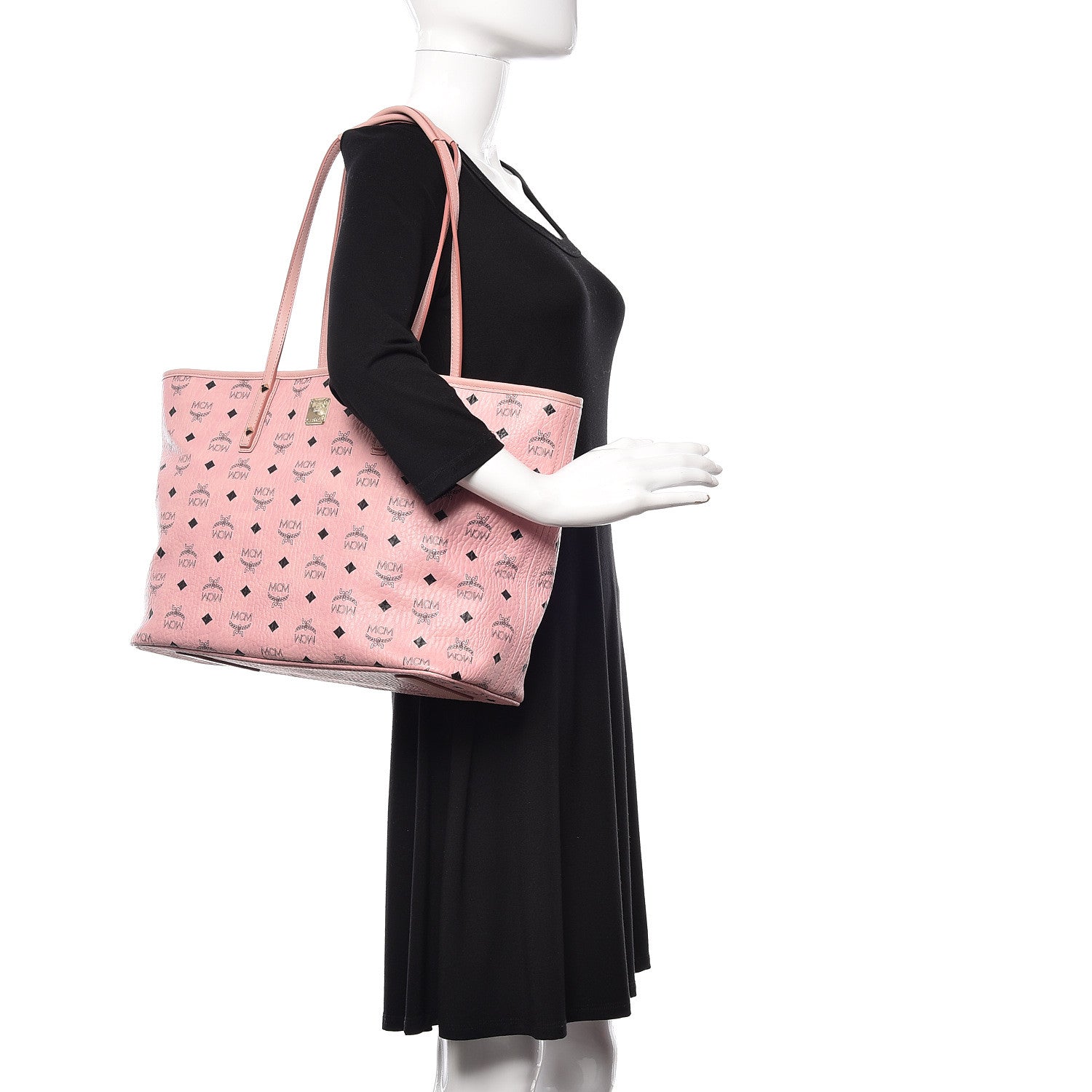 MCM Visetos Medium Anya Shopper Tote Light Pink 2 of 10