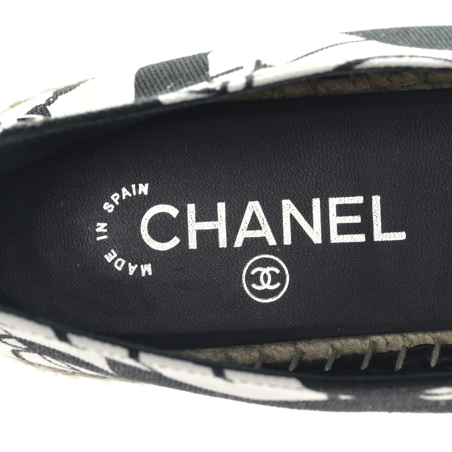 Printed Canvas Grosgrain 31 Rue Cambon Espadrilles 40 Black White