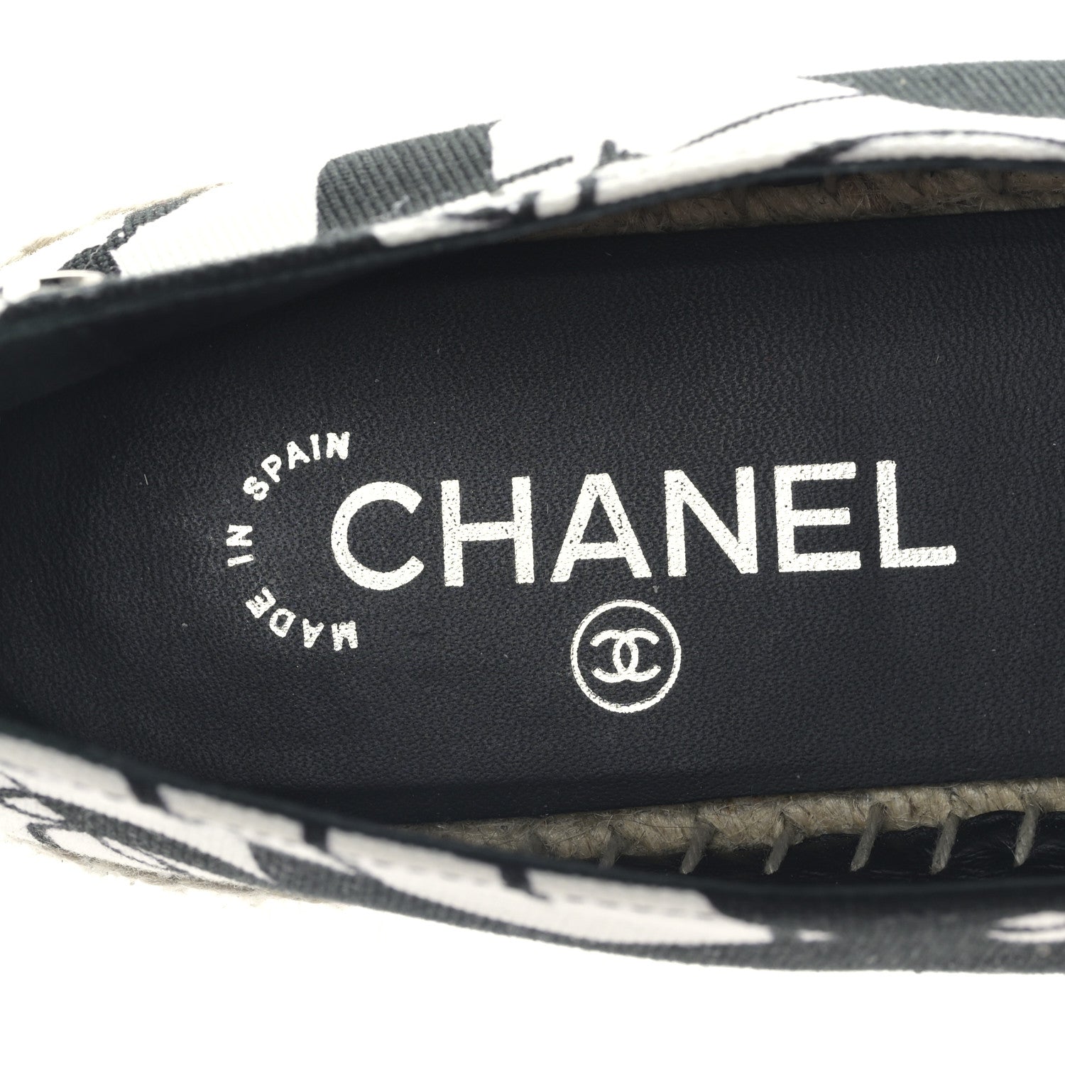 Chanel Printed Canvas Grosgrain 31 Rue Cambon Espadrilles 40 Black White 7 of 8