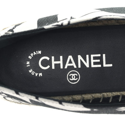 Chanel Printed Canvas Grosgrain 31 Rue Cambon Espadrilles 40 Black White 7 of 8