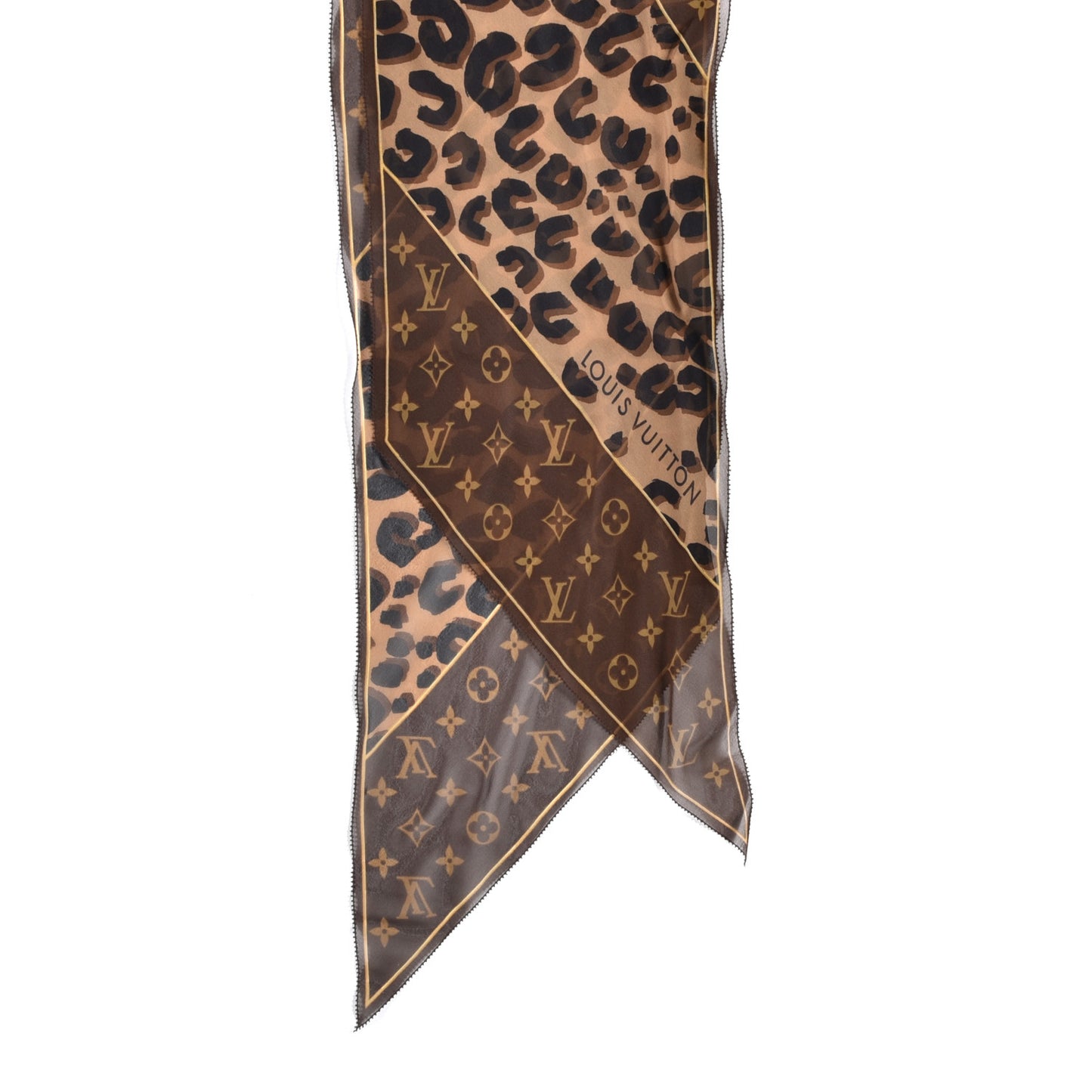 Silk Crepe Leopard Monogram Scarf