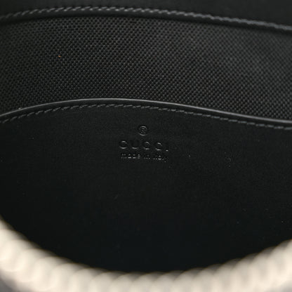 Gucci GG Supreme Monogram Web Small Flat Messenger Bag Black Grey 6 of 9