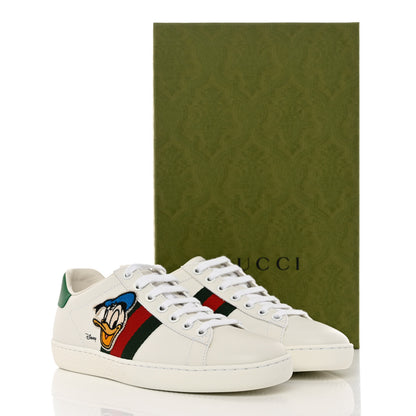 Gucci X DISNEY Calfskin Miro Soft Web Donald Duck Womens Ace Sneakers 36 White New Shamarock 8 of 9