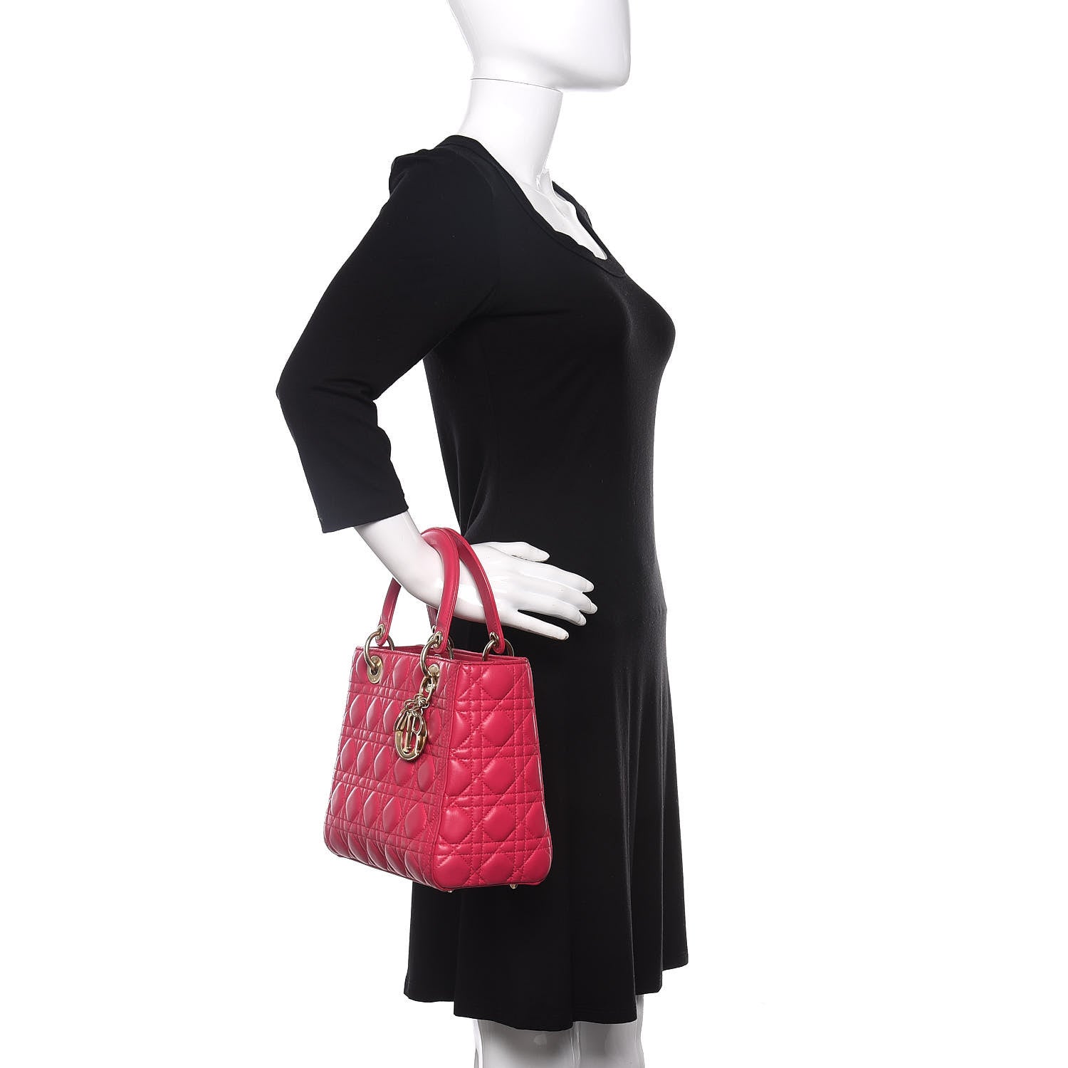 Christian Dior Lambskin Cannage Medium Lady Dior Pink 2 of 14