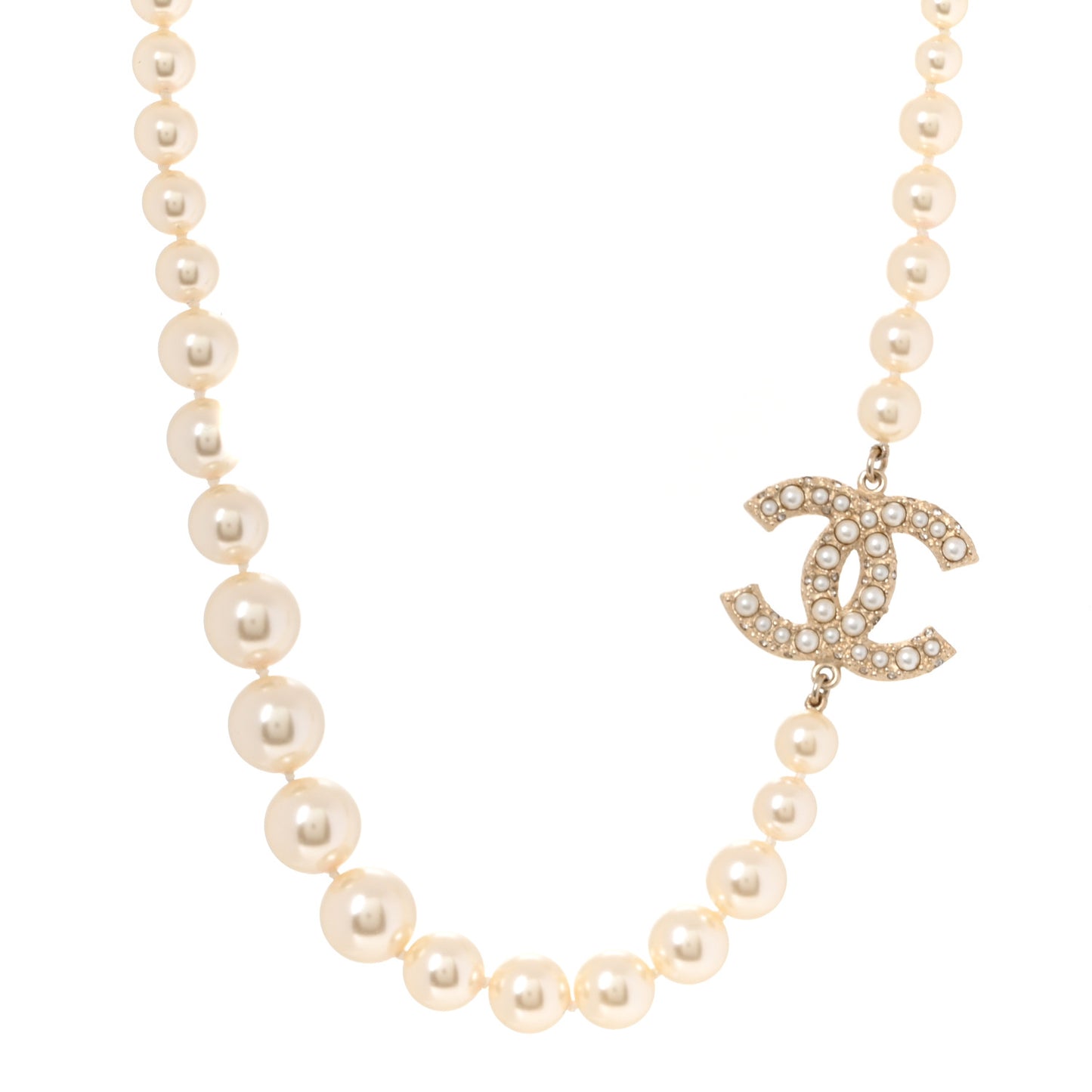 Pearl CC 100th Anniversary Necklace Light Gold