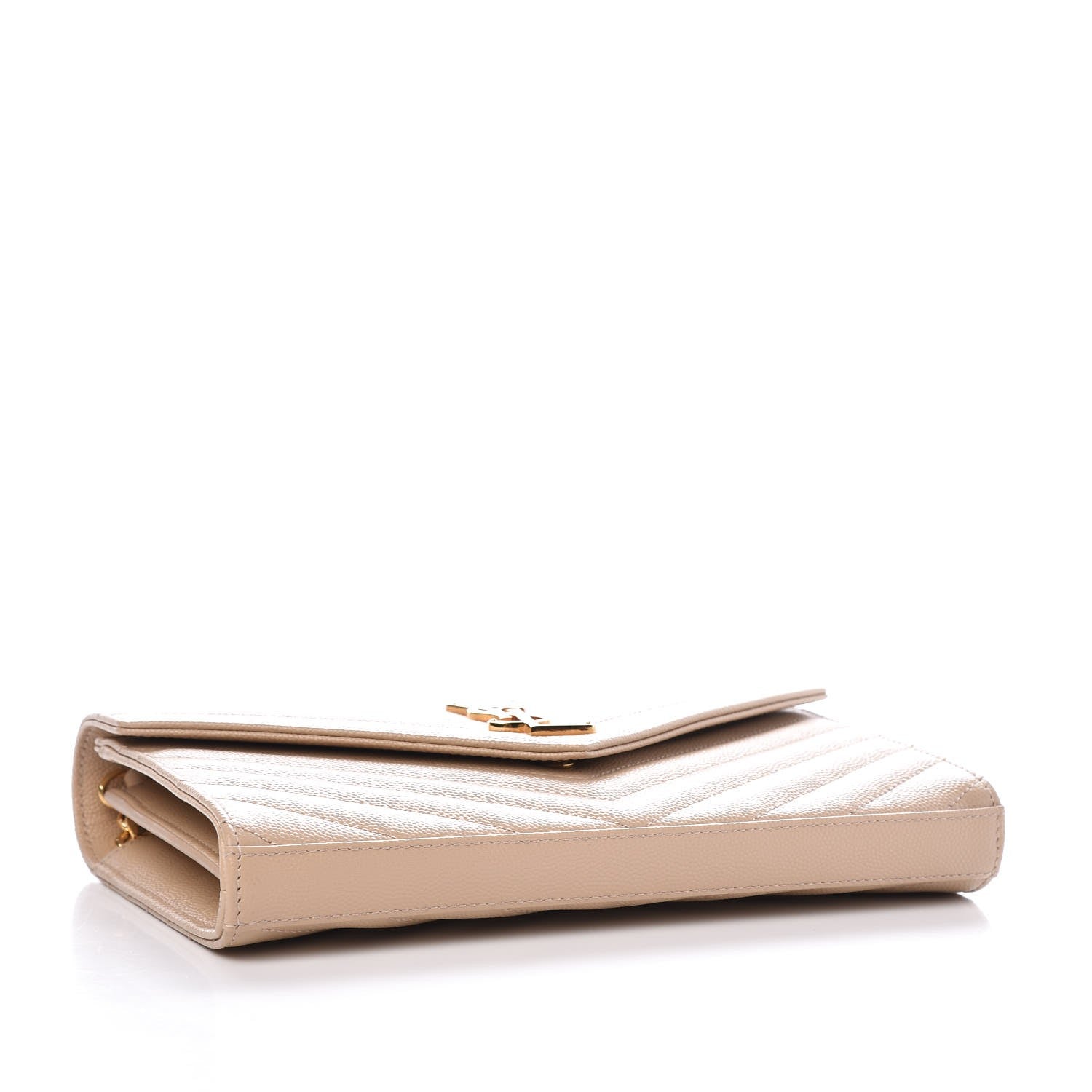 Saint Laurent Grain De Poudre Matelasse Chevron Monogram Chain Wallet Nude Powder 4 of 7