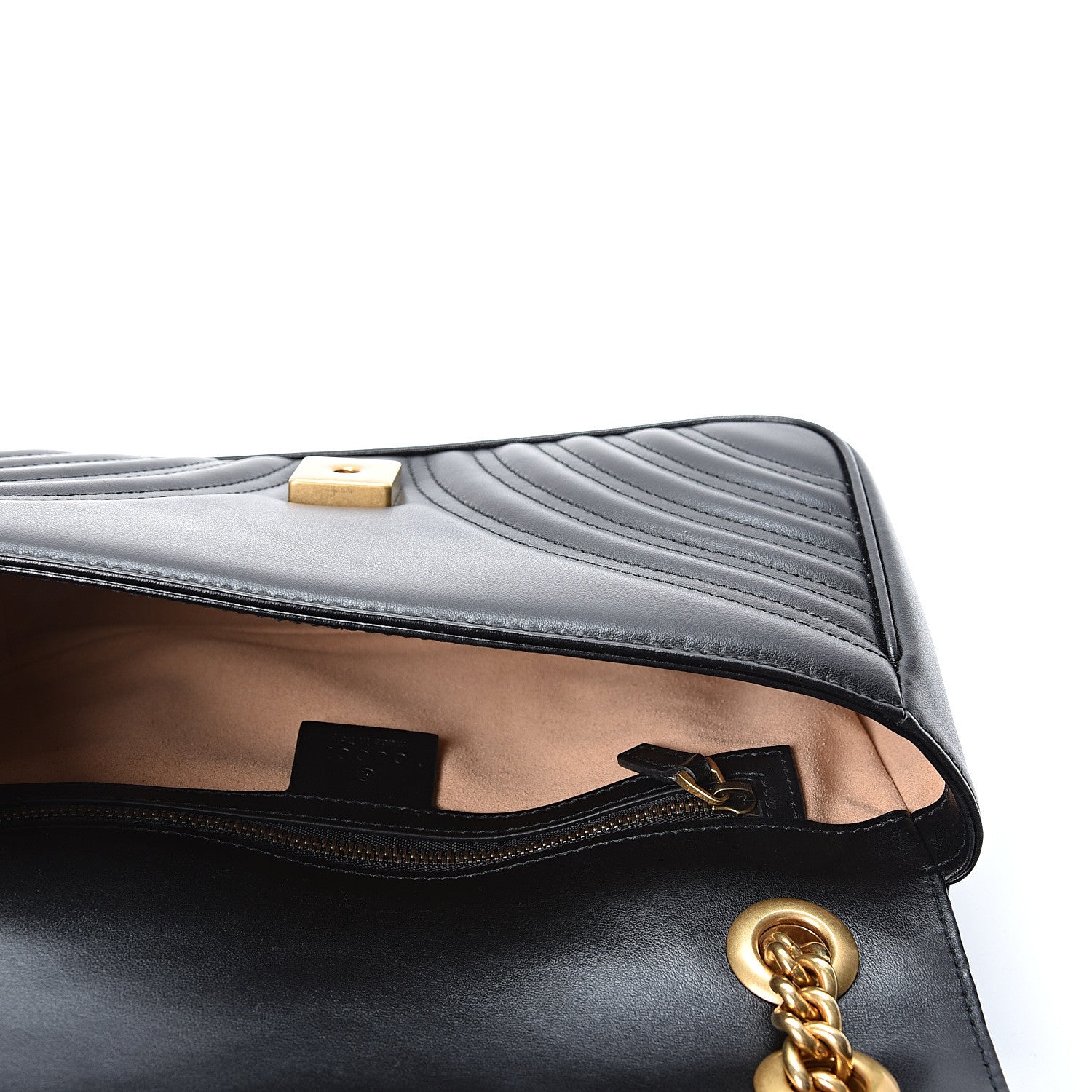 Gucci Calfskin Matelasse Small GG Marmont Shoulder Bag Black 4 of 9