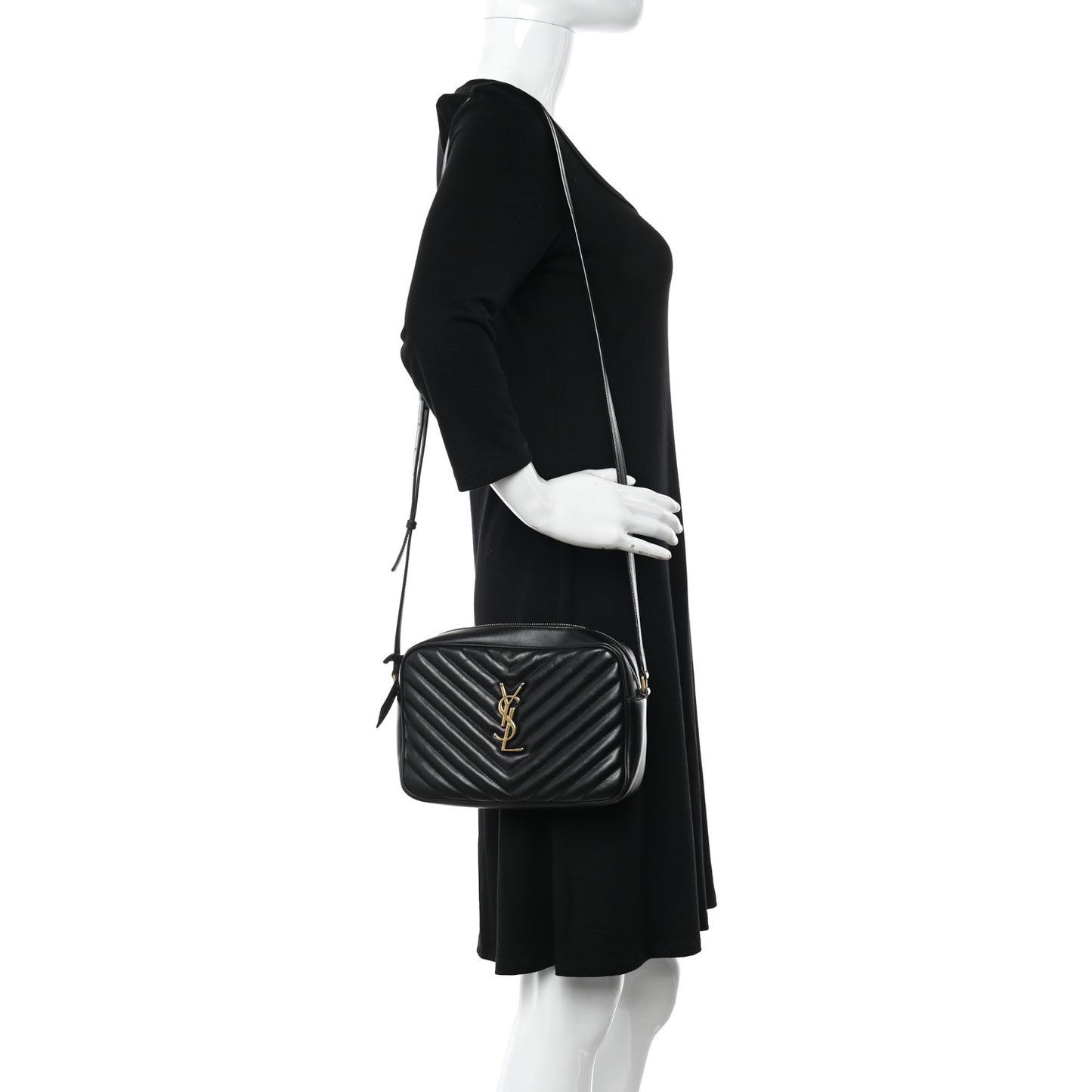 Calfskin Matelasse Monogram Lou Camera Bag Black