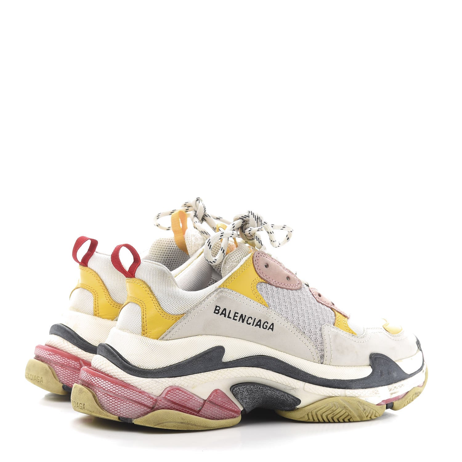 Balenciaga Mesh Nubuck Womens Triple S Sneakers 39 White Gris Jaune Rose 5 of 9