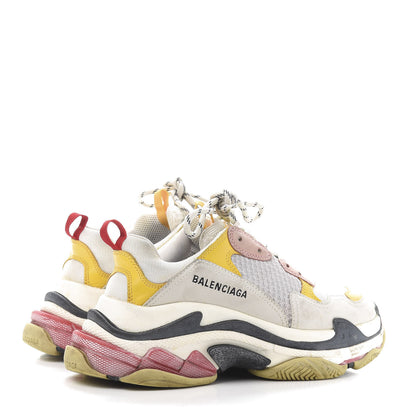 Balenciaga Mesh Nubuck Womens Triple S Sneakers 39 White Gris Jaune Rose 5 of 9