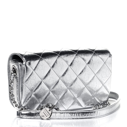 Chanel Hammered Metallic Calfskin Quilted Flap Silver 3 of 9
