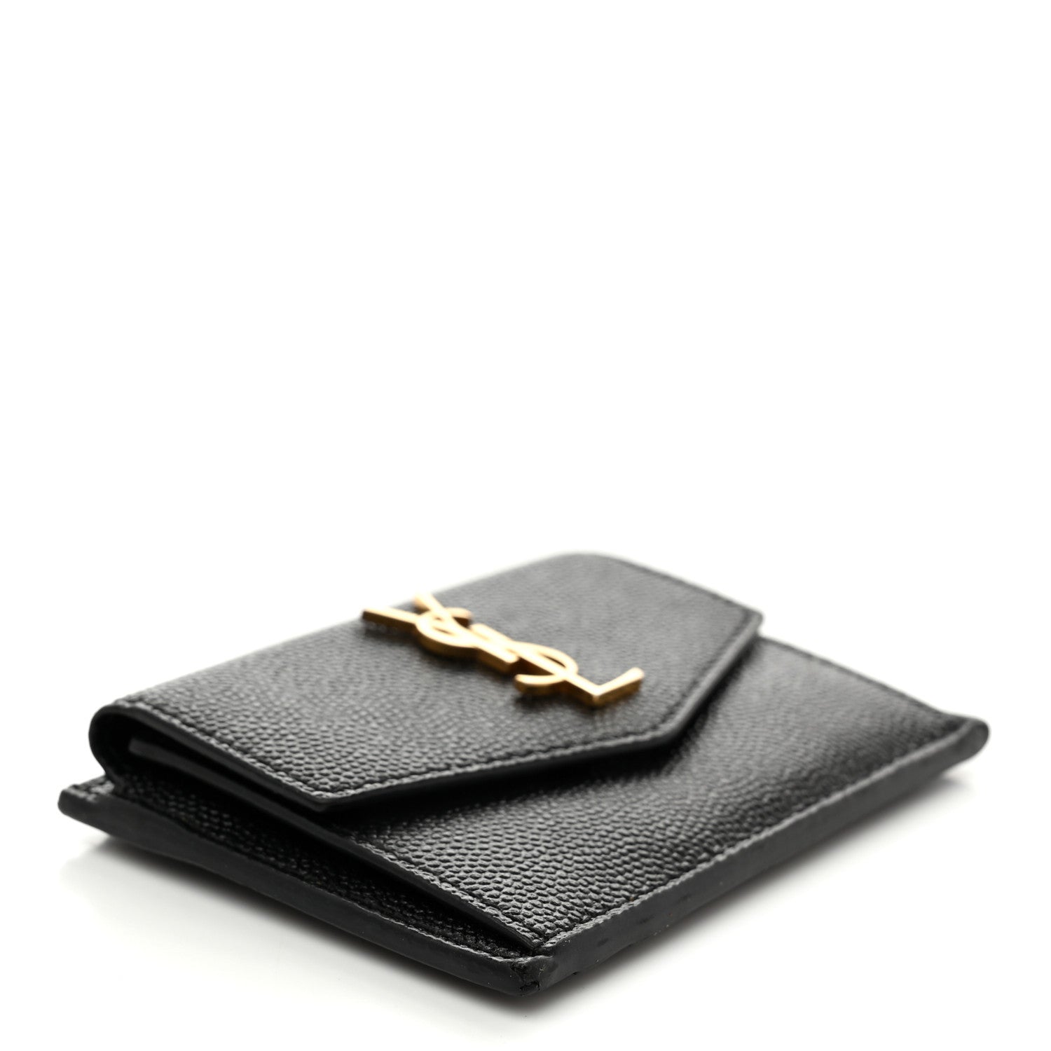 Saint Laurent Grain De Poudre Uptown Monogram Card Case Black 4 of 8