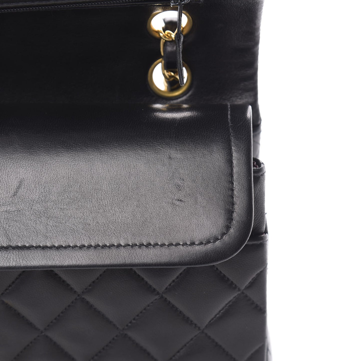 Lambskin Quilted Medium Double Flap Black