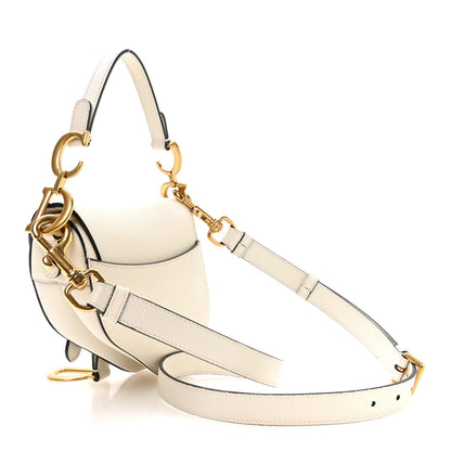 Christian Dior Grained Calfskin Mini Saddle Bag With Strap White 3 of 11