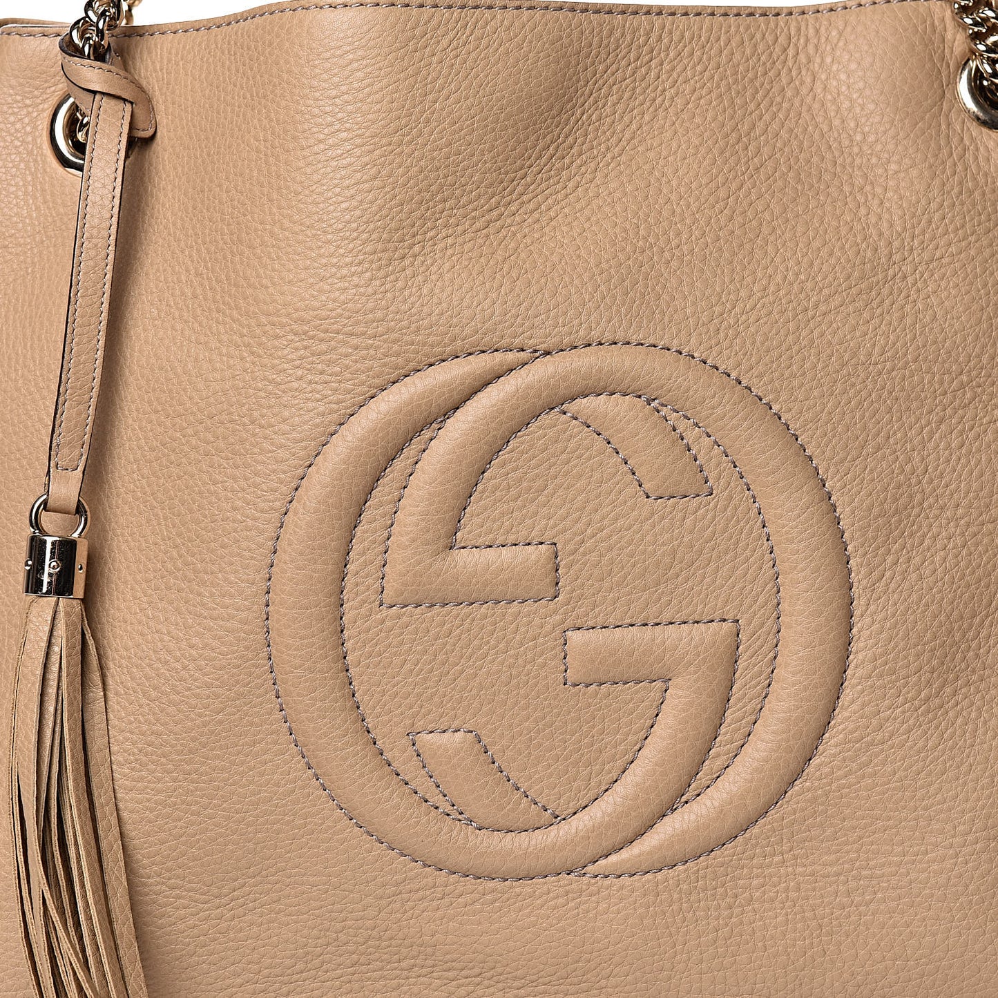 Pebbled Calfskin Large Soho Chain Shoulder Bag Nude