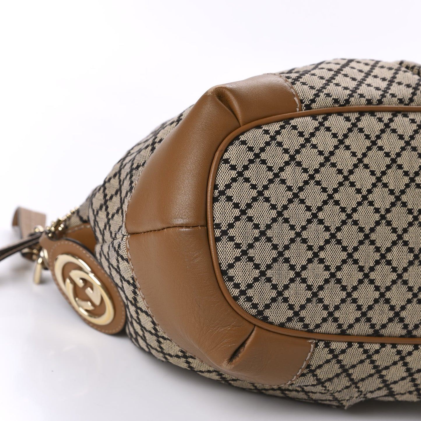 Diamante Medium Sukey Top Handle Bag Beige Brown