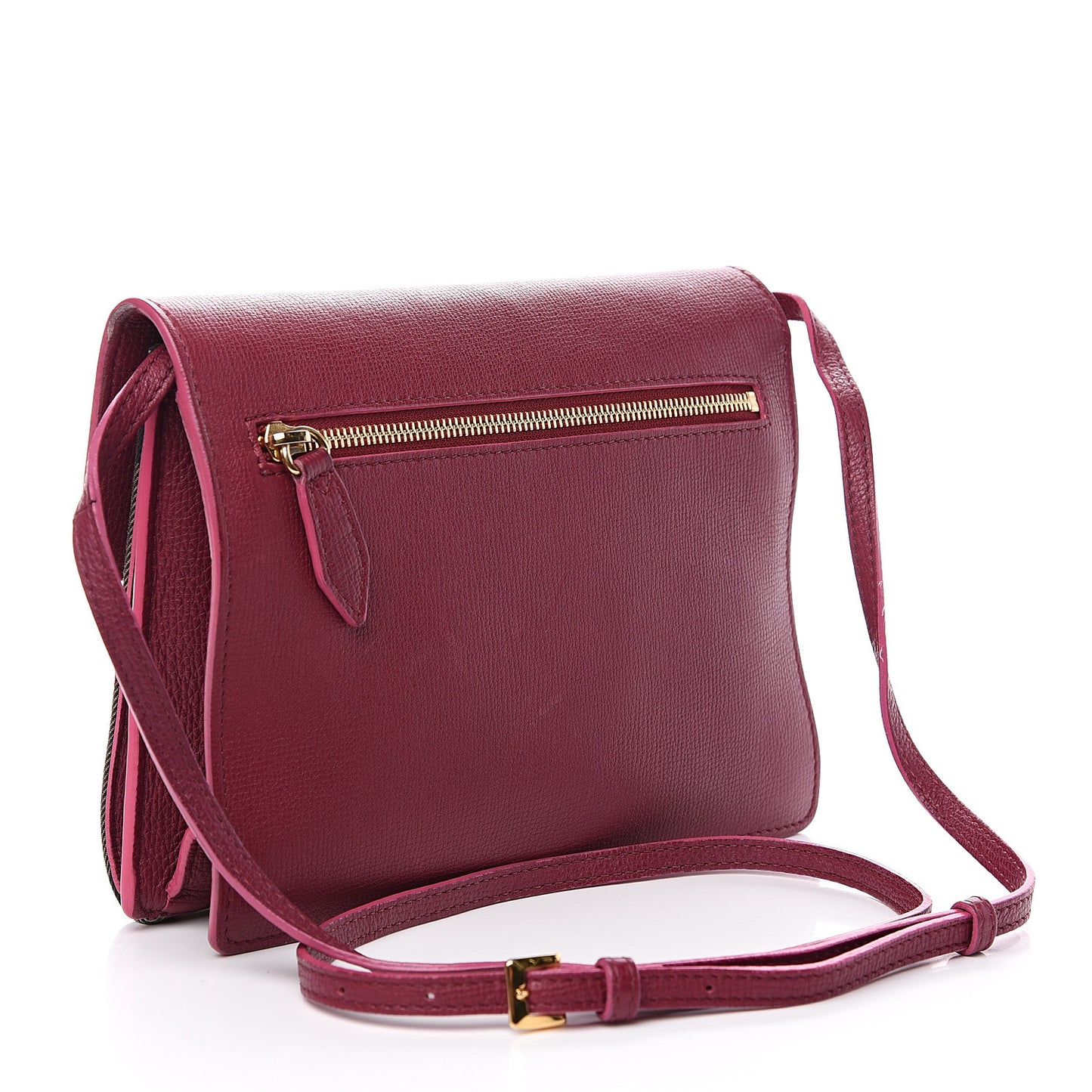 Derby Calfskin House Check Small Macken Crossbody Bag Berry Pink