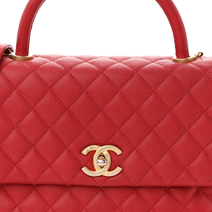 Chanel Caviar Quilted Medium Coco Handle Flap Dark Red 8 of 10