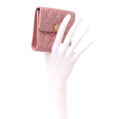 Chanel Caviar Quilted Boy Compact Wallet Pink 2 of 8