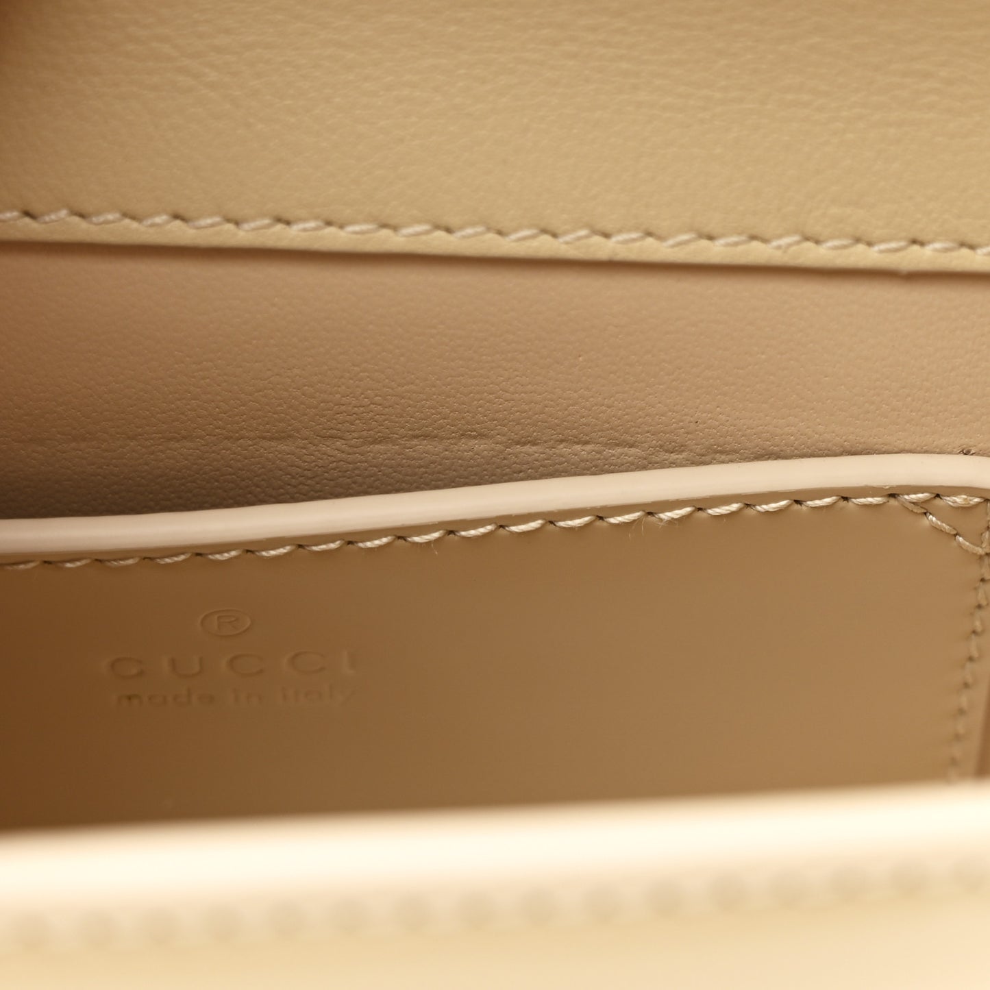 Patent Calfskin GG Half Moon Top Handle Bag Beige