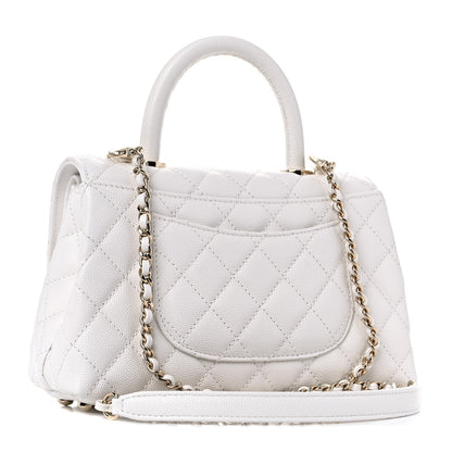 Chanel Caviar Quilted Mini Coco Handle Flap White 3 of 10