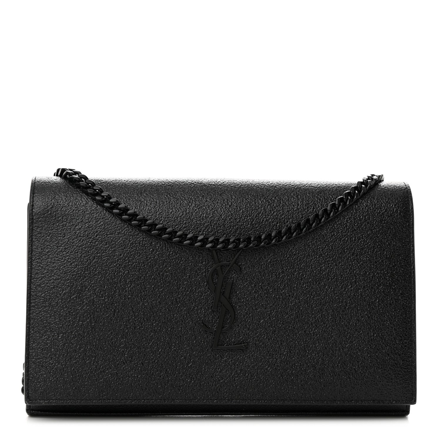 Saint Laurent Grain De Poudre Monogram Chain Wallet Black 1 of 13