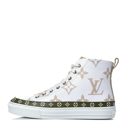 Louis Vuitton Monogram Giant Stellar Sneaker Boots 38 Kaki White Beige 1 of 9