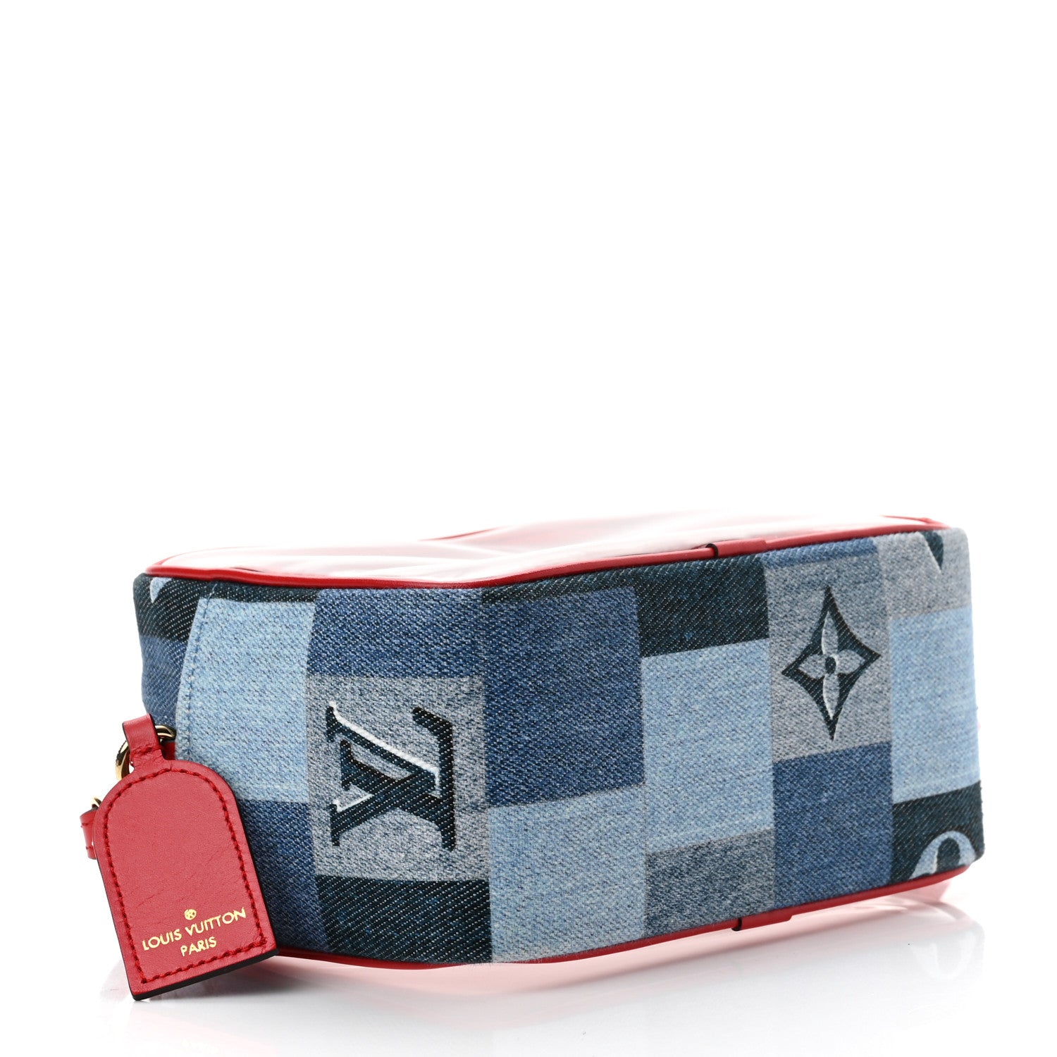 Louis Vuitton Denim Damier Monogram Patchwork PVC Beach Pouch Blue Rouge 4 of 10