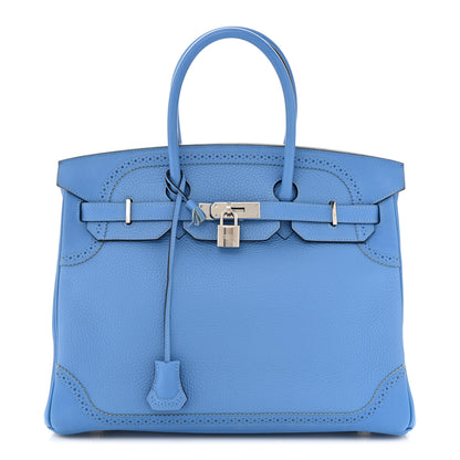 Hermes Togo Swift Ghillies Birkin 35 Bleu Paradis 1 of 12