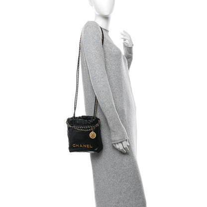 Chanel Shiny Calfskin Quilted Mini Chanel 22 Black 2 of 10