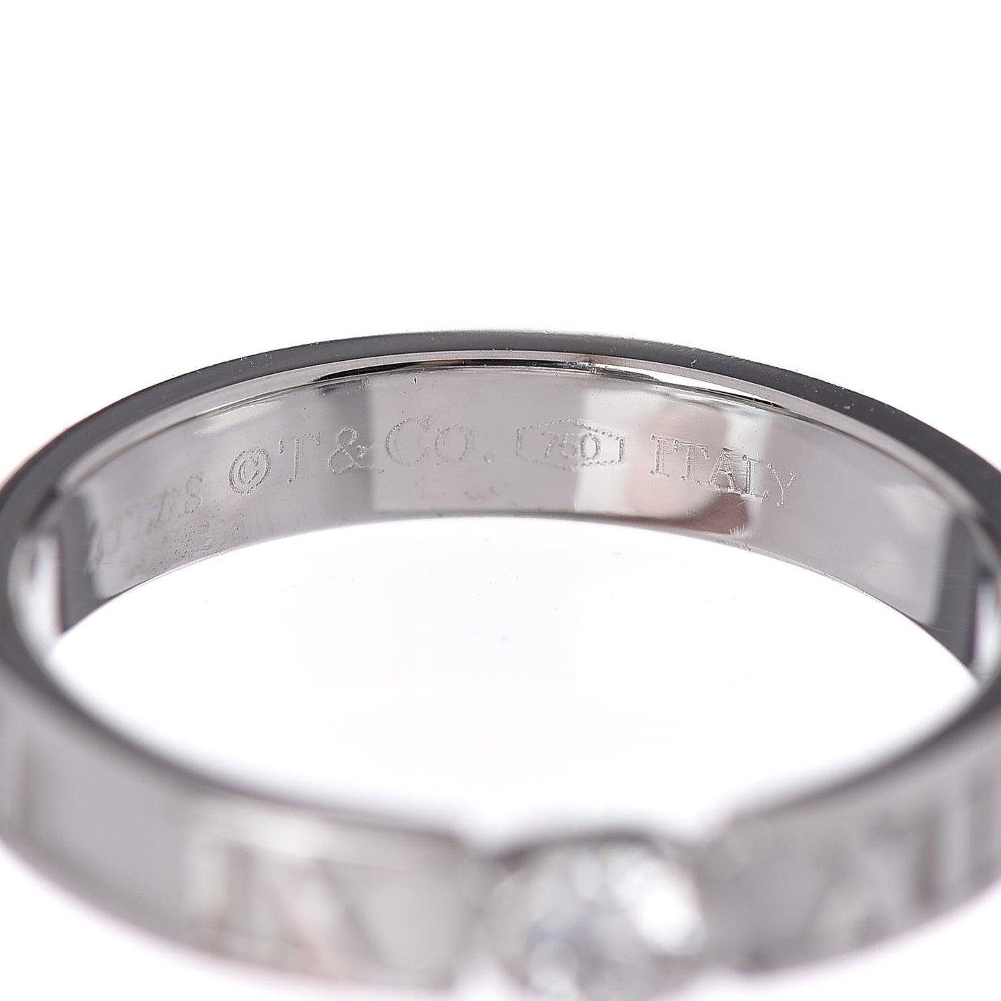 18K White Gold Diamond Atlas Solitaire Band Ring 49 5