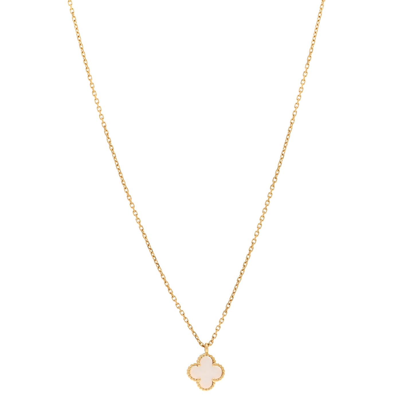 18K Yellow Gold Mother of Pearl Sweet Alhambra Pendant Necklace