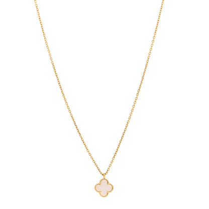 Van Cleef & Arpels 18K Yellow Gold Mother of Pearl Sweet Alhambra Pendant Necklace 1 of 5