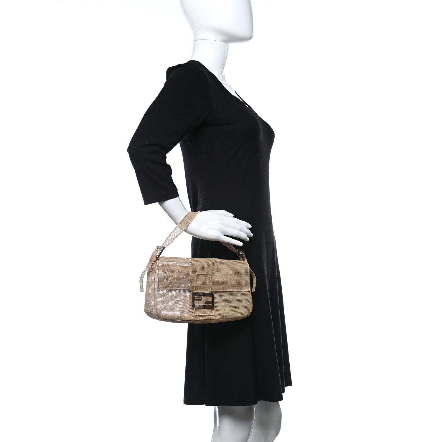 Fendi Cotton Lambskin Baguette With Embroidery Kit Naturale 3 of 13
