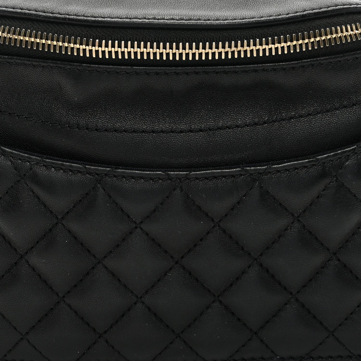 Chanel Crumpled Glazed Lambskin Quilted Waist Bag Fanny Pack Black 7 of 9