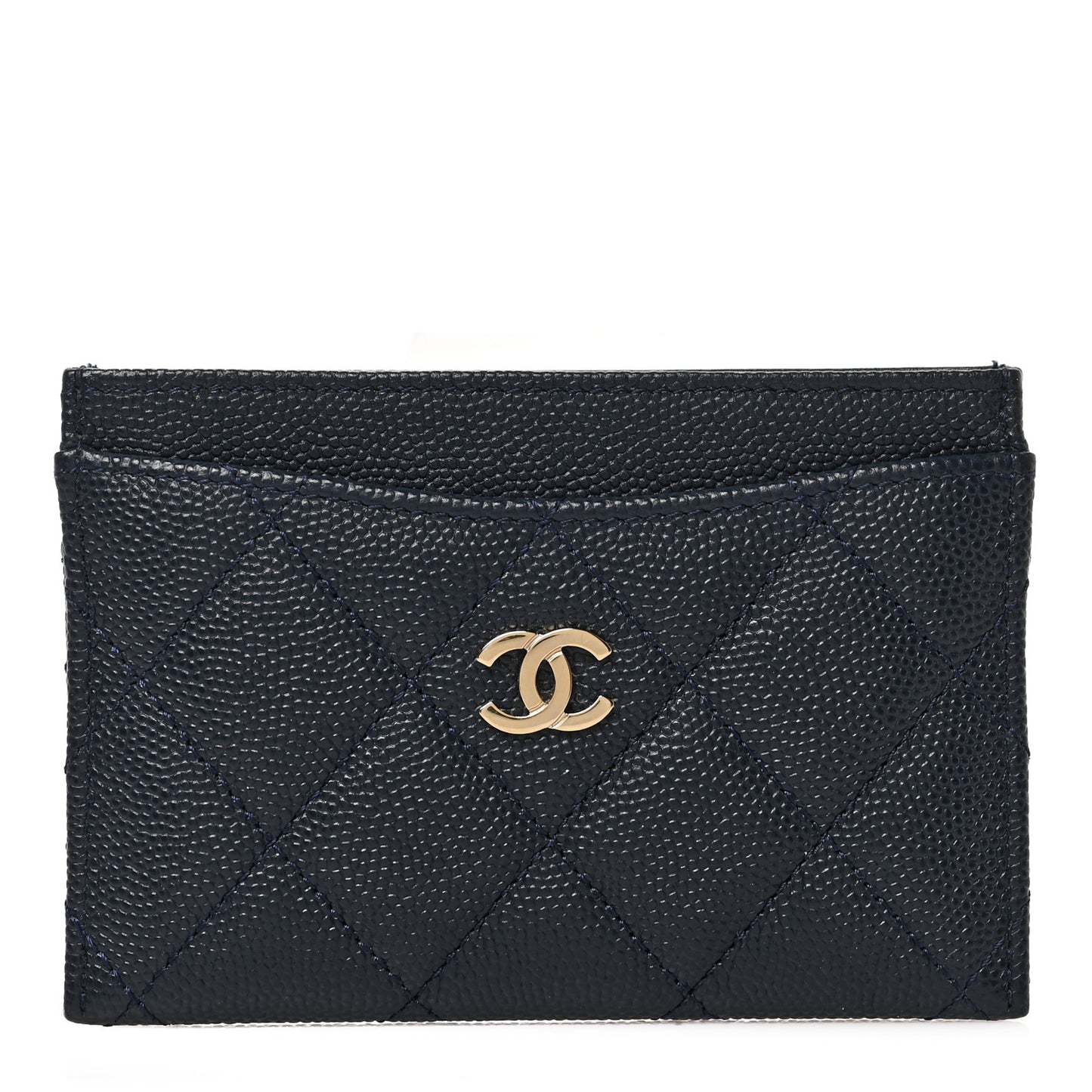 Caviar Quilted Card Holder Navy
