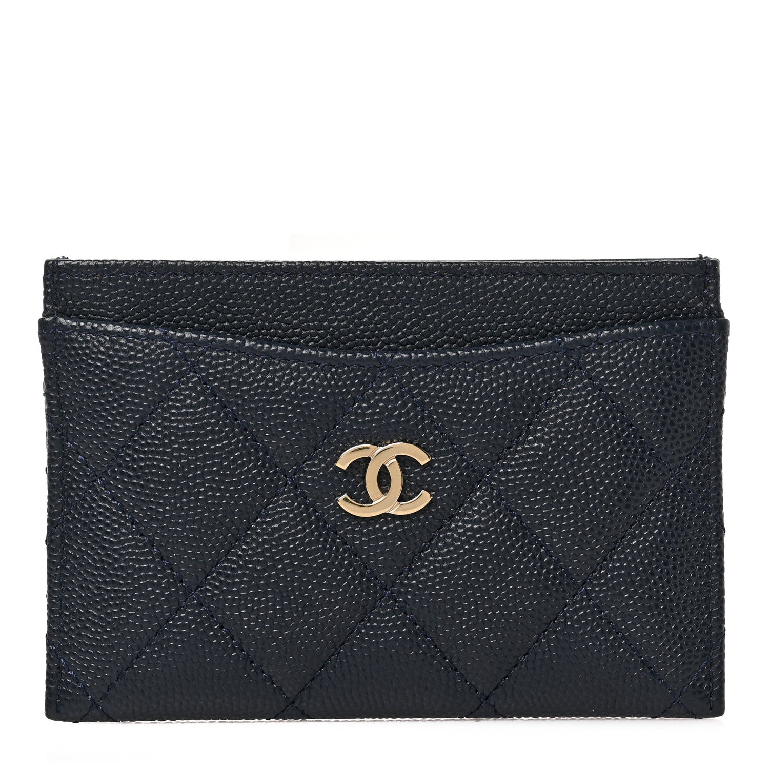 Chanel Caviar Quilted Card Holder Navy 1 of 8