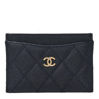 Chanel Caviar Quilted Card Holder Navy 1 of 8