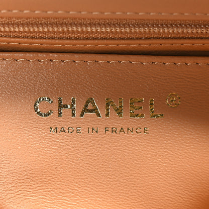 Chanel Lambskin Quilted Bi-Color Mini Top Handle Rectangular Flap Ecru Dark Beige 7 of 10