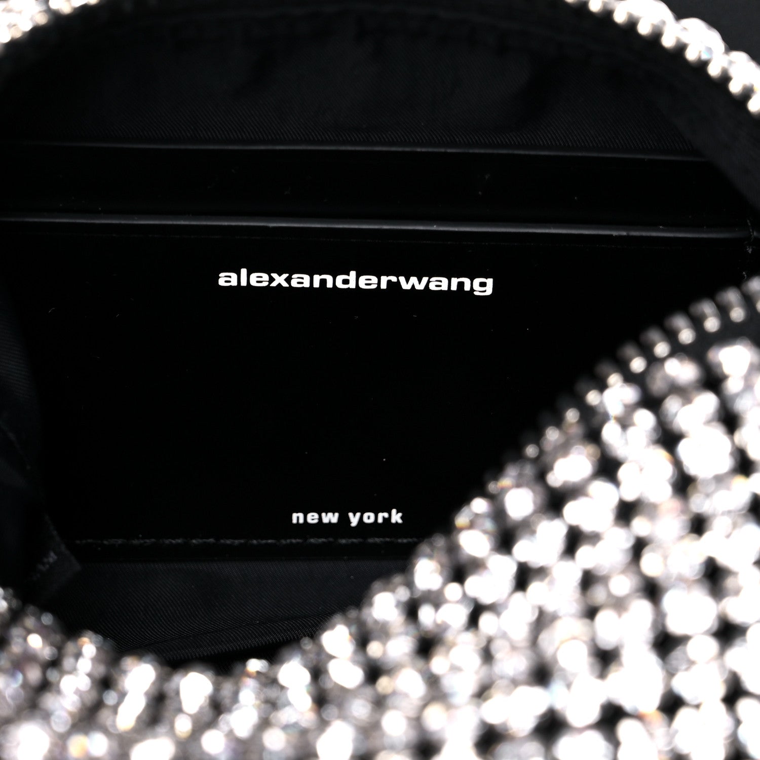 Alexander Wang Mesh Crystal Rhinestone Mini Heiress Pouch Black Silver 6 of 10