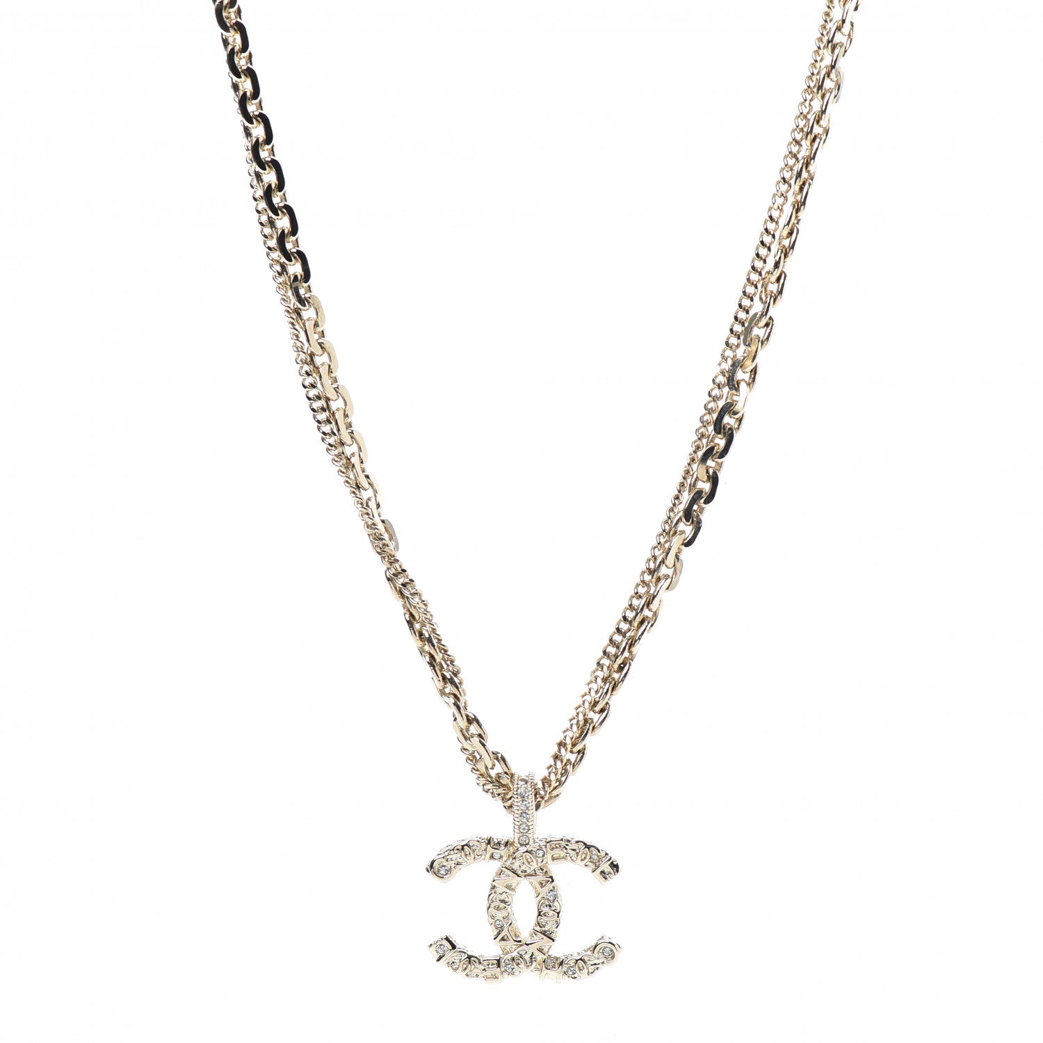 Chanel Crystal CC Multi Strand Chain Necklace Gold 1 of 6