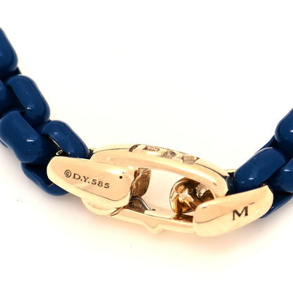 David Yurman Stainless Steel 14K Yellow Gold Acrylic Bel Aire 4mm Chain Bracelet Navy 4 of 5