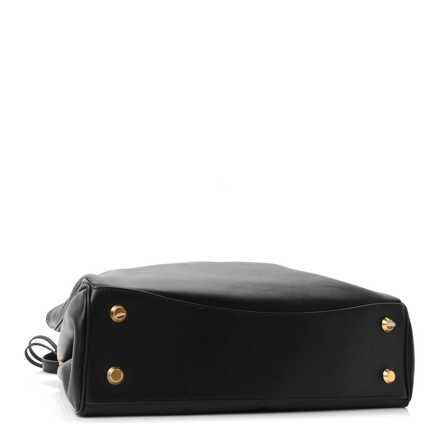 Natural Smooth Calfskin Medium Rodeo Top Handle Handbag Black