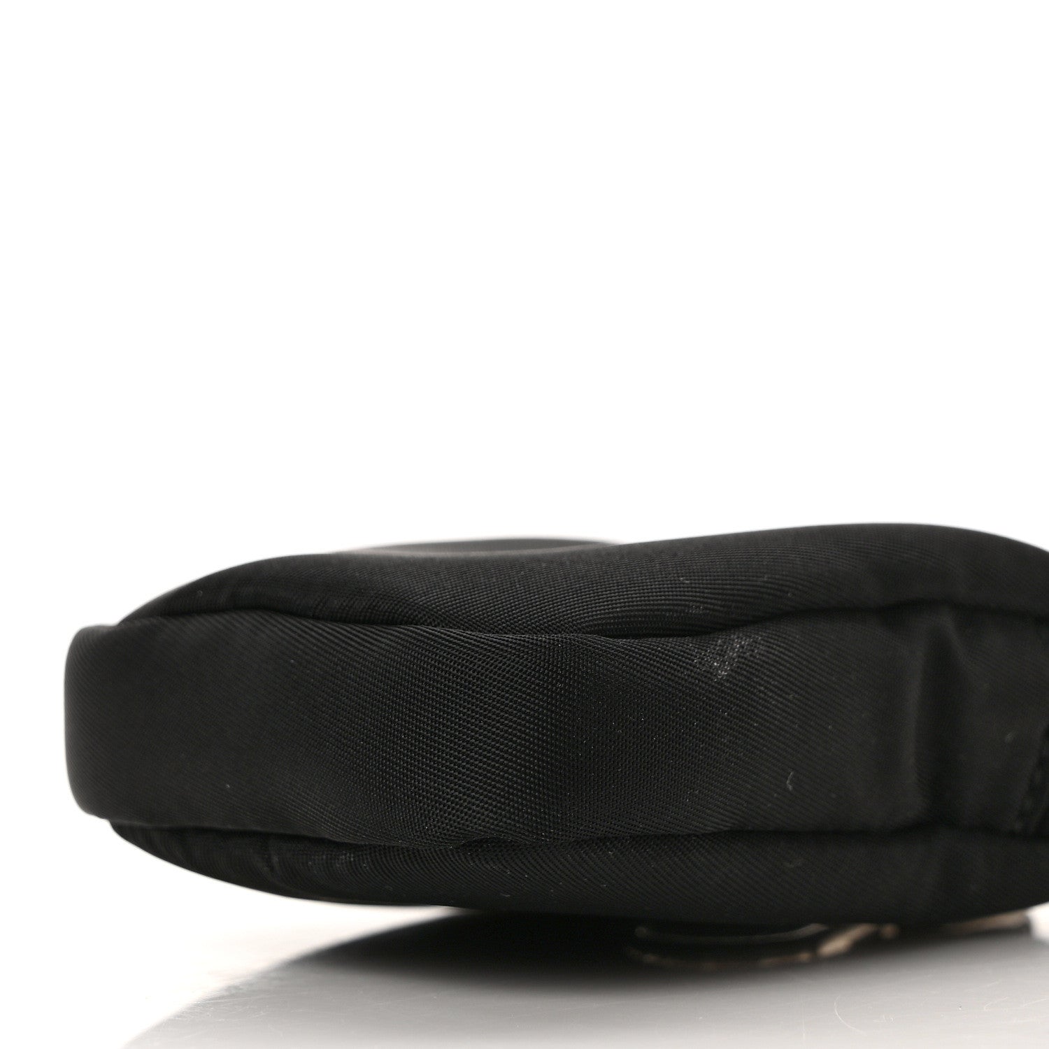 Prada Re-Nylon Pocket Metal Triangle Logo Padded Mini Key Chain Pouch Black 7 of 7