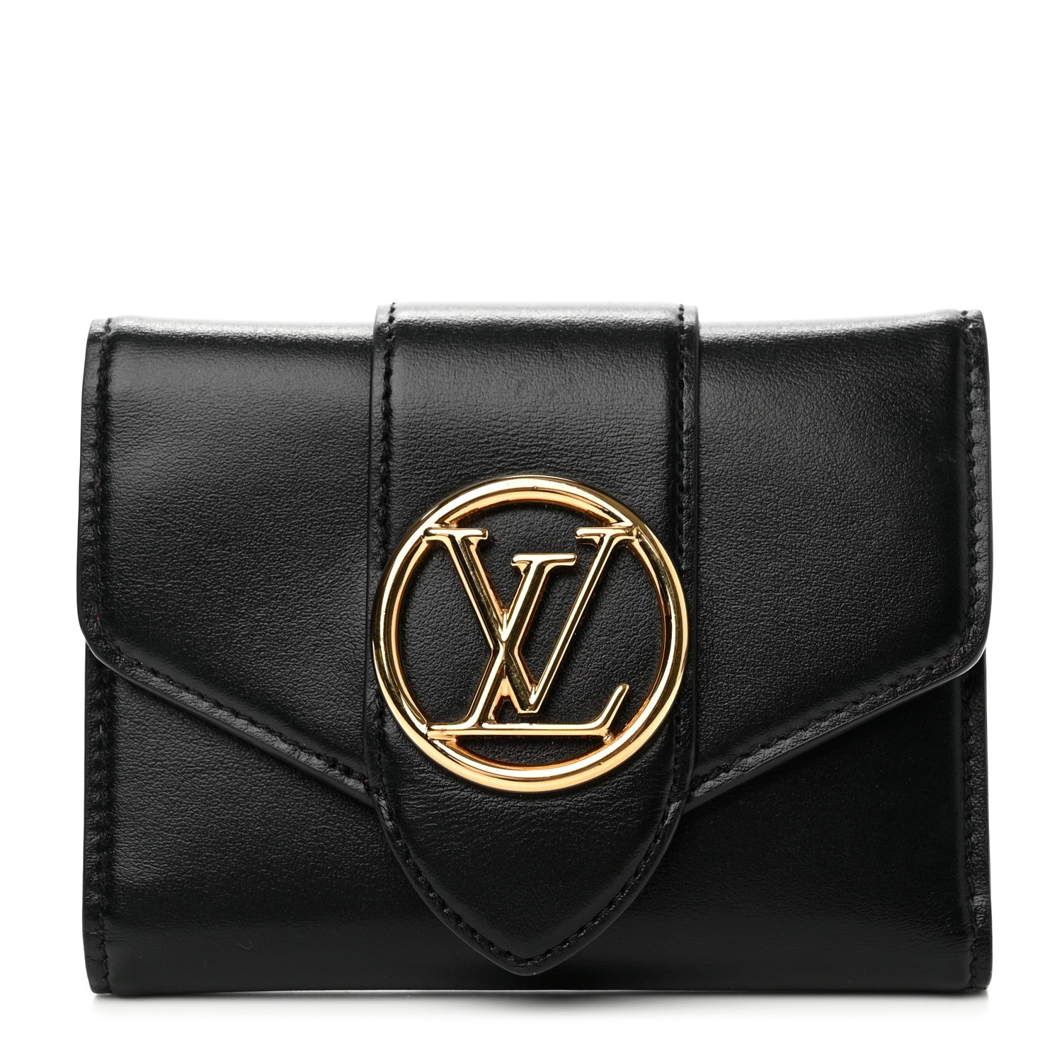 財布 LOUIS VUITTON PONT 9 COMPACT WALLET Louis Vuitton Smooth Calfskin LV Pont 9 Compact Wallet Black