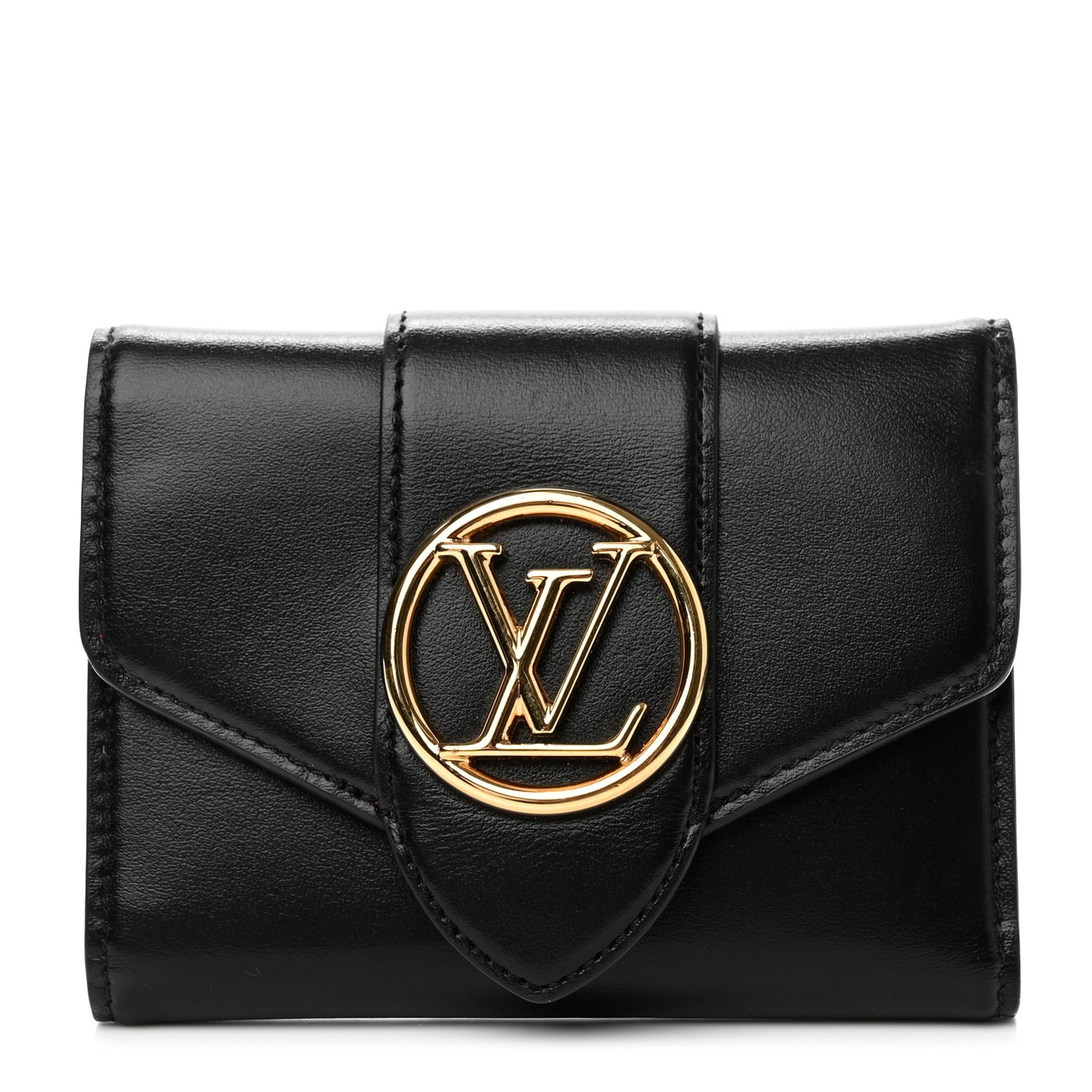 Smooth Calfskin LV Pont 9 Compact Wallet Black