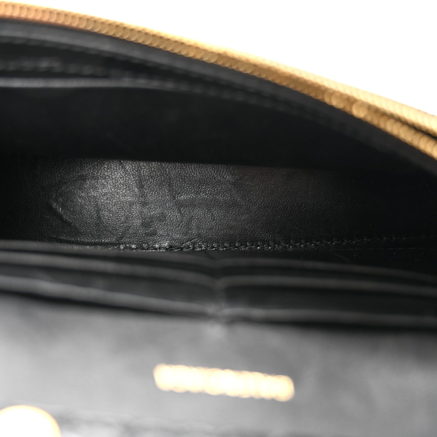 Shiny Calfskin Crocodile Embossed Hourglass Chain Bag Black